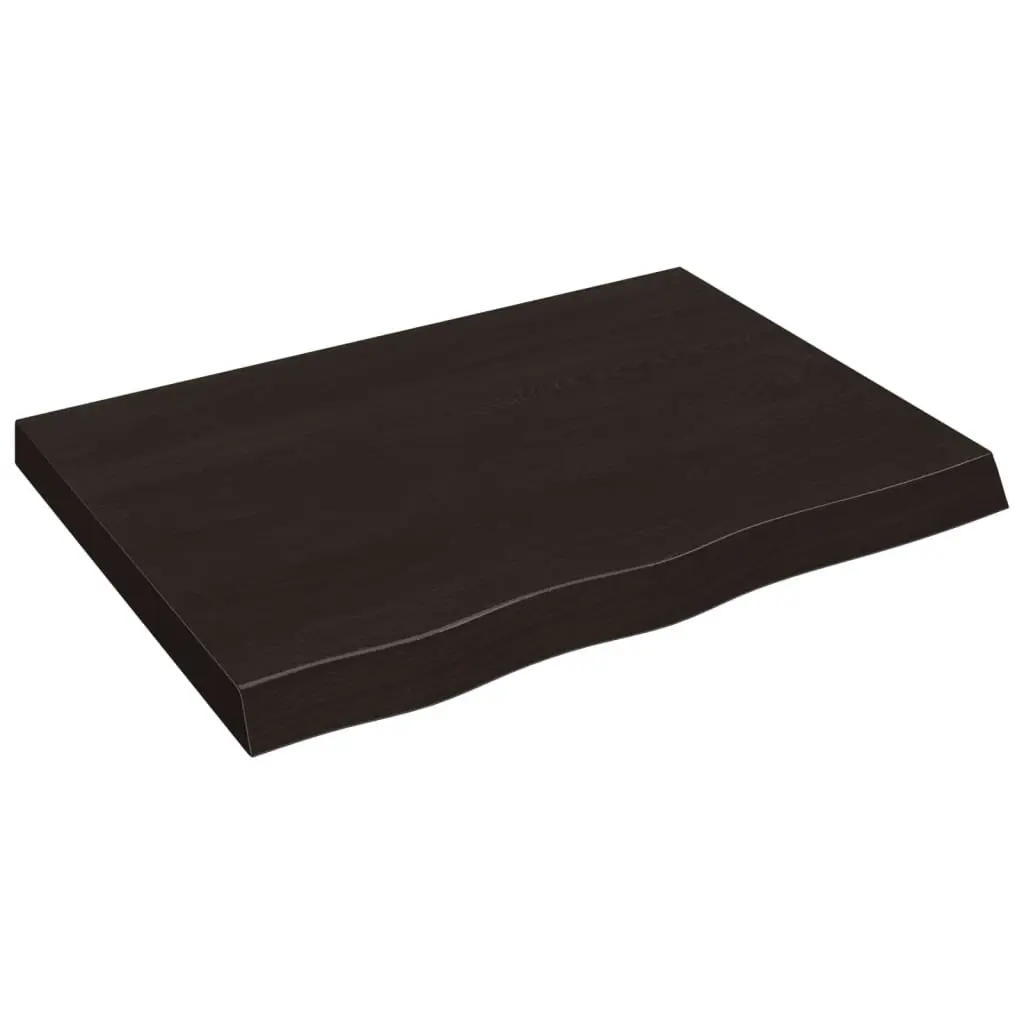 Wall Shelf Rustic Dark Brown Solid Oak Wood Handmade Live Edge 80 x 60 x 2–6 cm