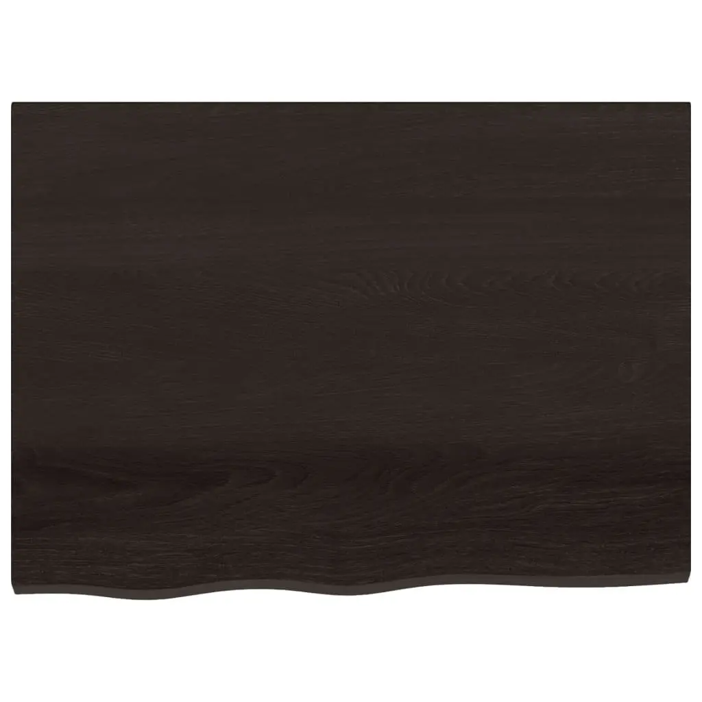 Wall Shelf Rustic Dark Brown Solid Oak Wood Handmade Live Edge 80 x 60 x 2–6 cm
