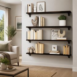 Rustic Dark Brown Solid Oak Wall Shelf 100x30x2 cm