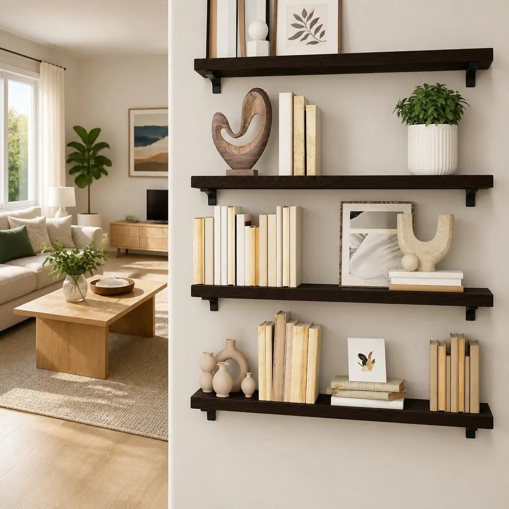 Wall Shelf Rustic Dark Brown Solid Oak Wood 100x30cm Handmade Floating Ledge