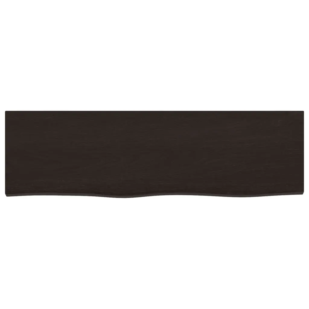 Wall Shelf Rustic Dark Brown Solid Oak Wood 100x30cm Handmade Floating Ledge