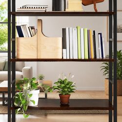 Handmade Dark Brown Solid Oak Wood Wall Shelf