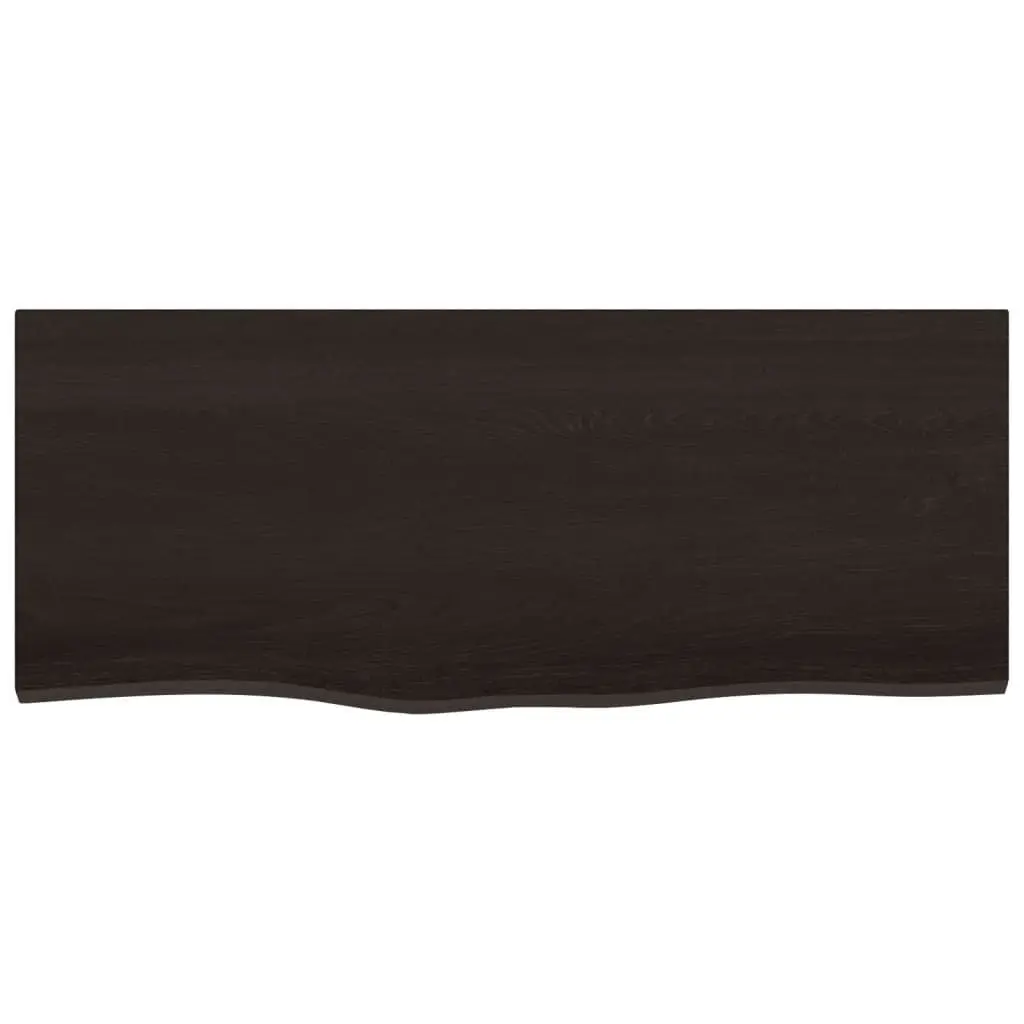 Wall Shelf Rustic Dark Brown Solid Oak Wood Handmade 100x40x2 cm