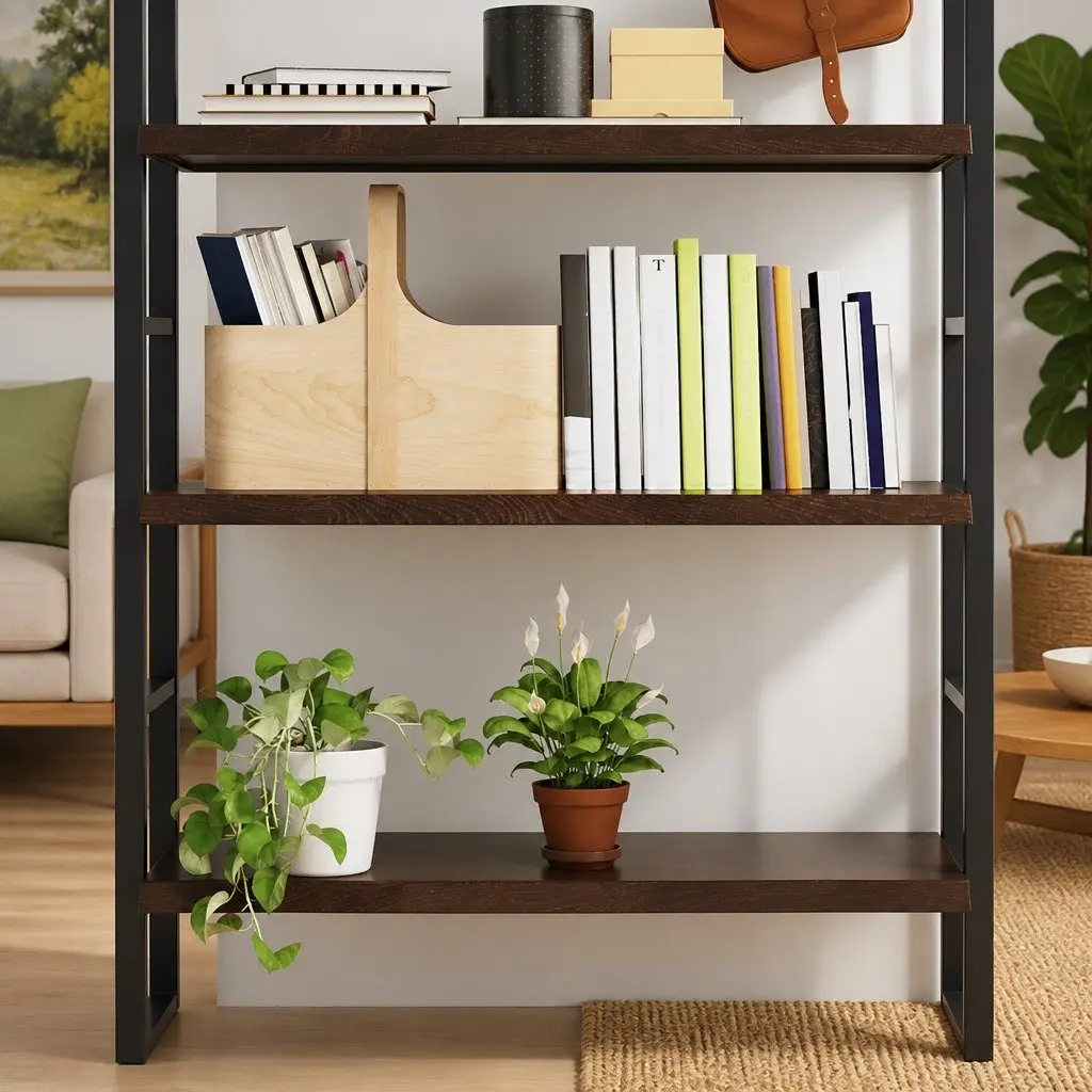 Rustic Wall Shelf Solid Oak Wood Dark Brown Live Edge 100x40cm Floating Ledge
