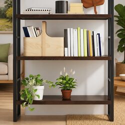 Rustic Dark Brown Solid Oak Wood Floating Shelf 100x40cm