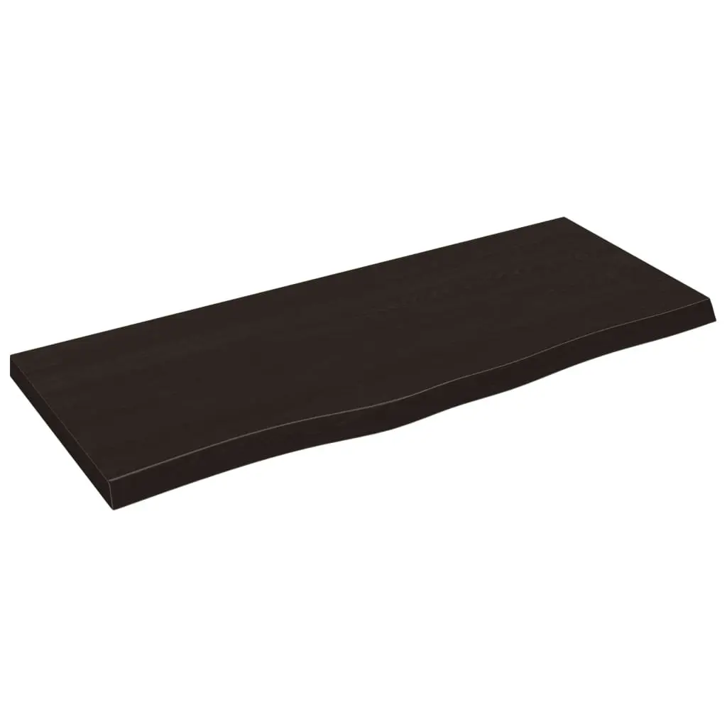 Rustic Wall Shelf Solid Oak Wood Dark Brown Live Edge 100x40cm Floating Ledge