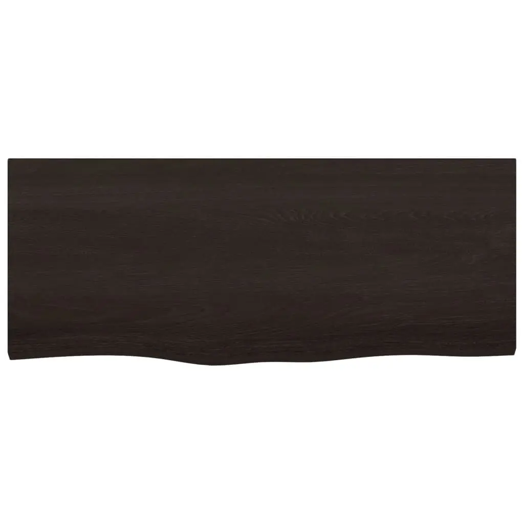 Rustic Wall Shelf Solid Oak Wood Dark Brown Live Edge 100x40cm Floating Ledge