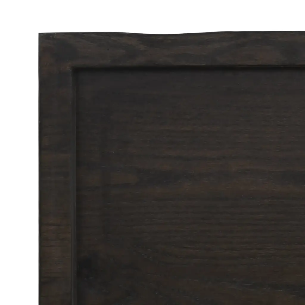 Rustic Wall Shelf Solid Oak Wood Dark Brown Live Edge 100x40cm Floating Ledge