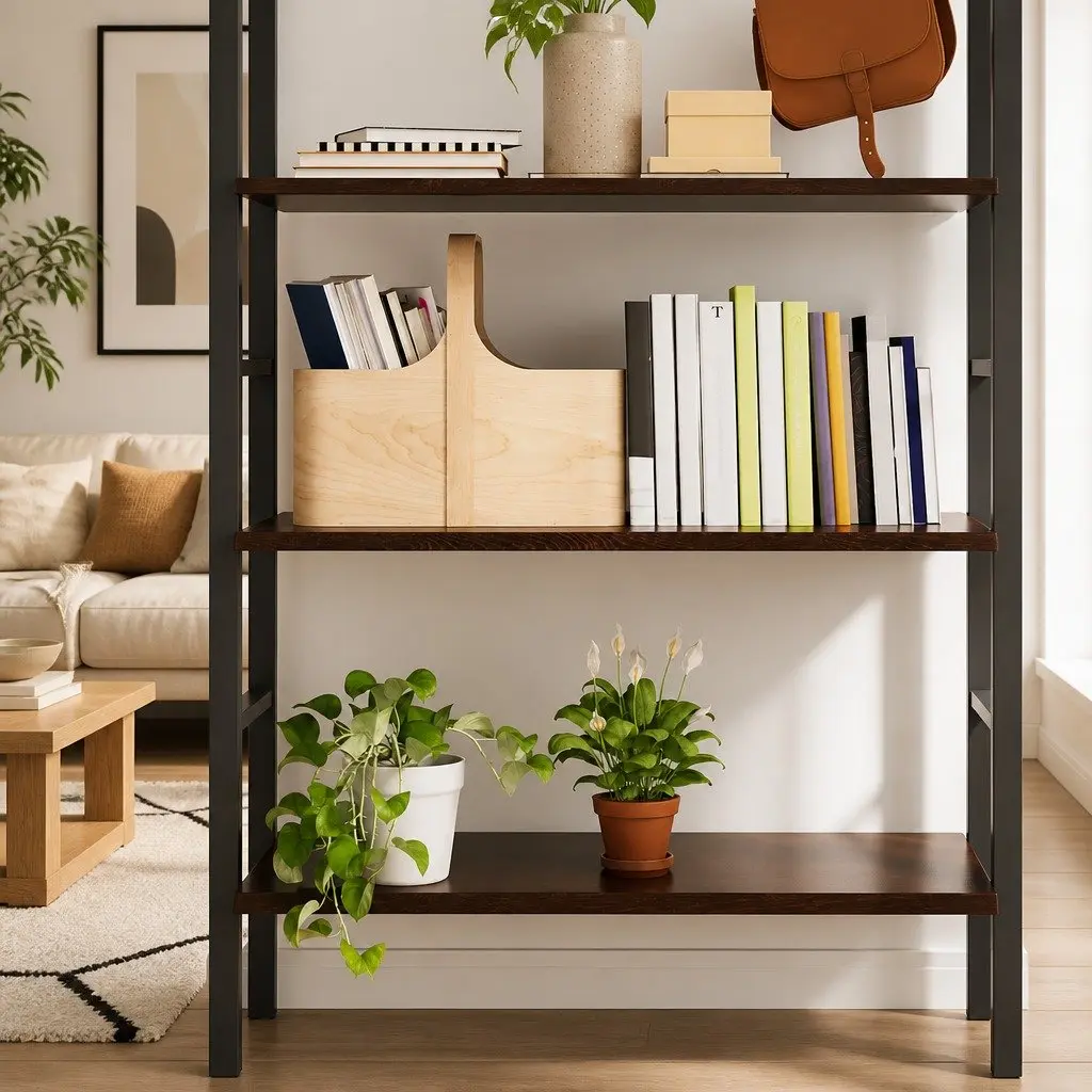 Wall Shelf Rustic Dark Brown Solid Oak Handmade Live Edge 100 x 50 x 2 cm