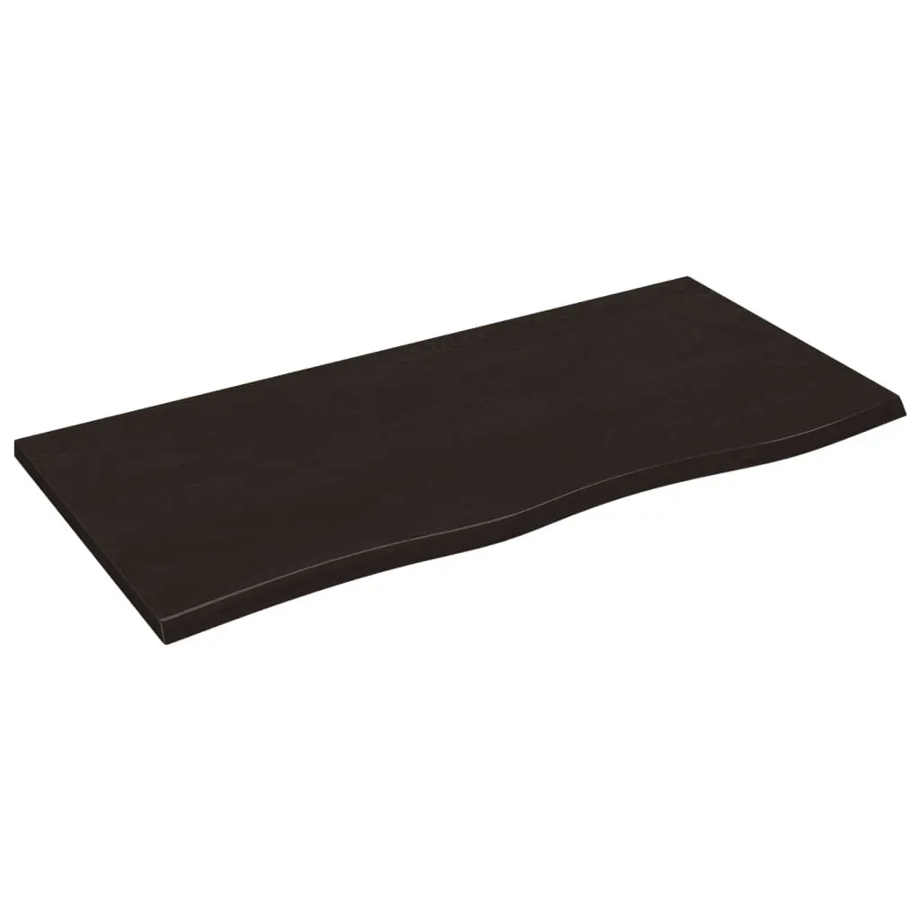 Wall Shelf Rustic Dark Brown Solid Oak Handmade Live Edge 100 x 50 x 2 cm