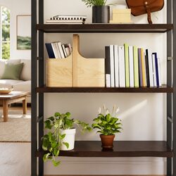 Rustic Wall Shelf in Dark Brown Solid Oak Wood
