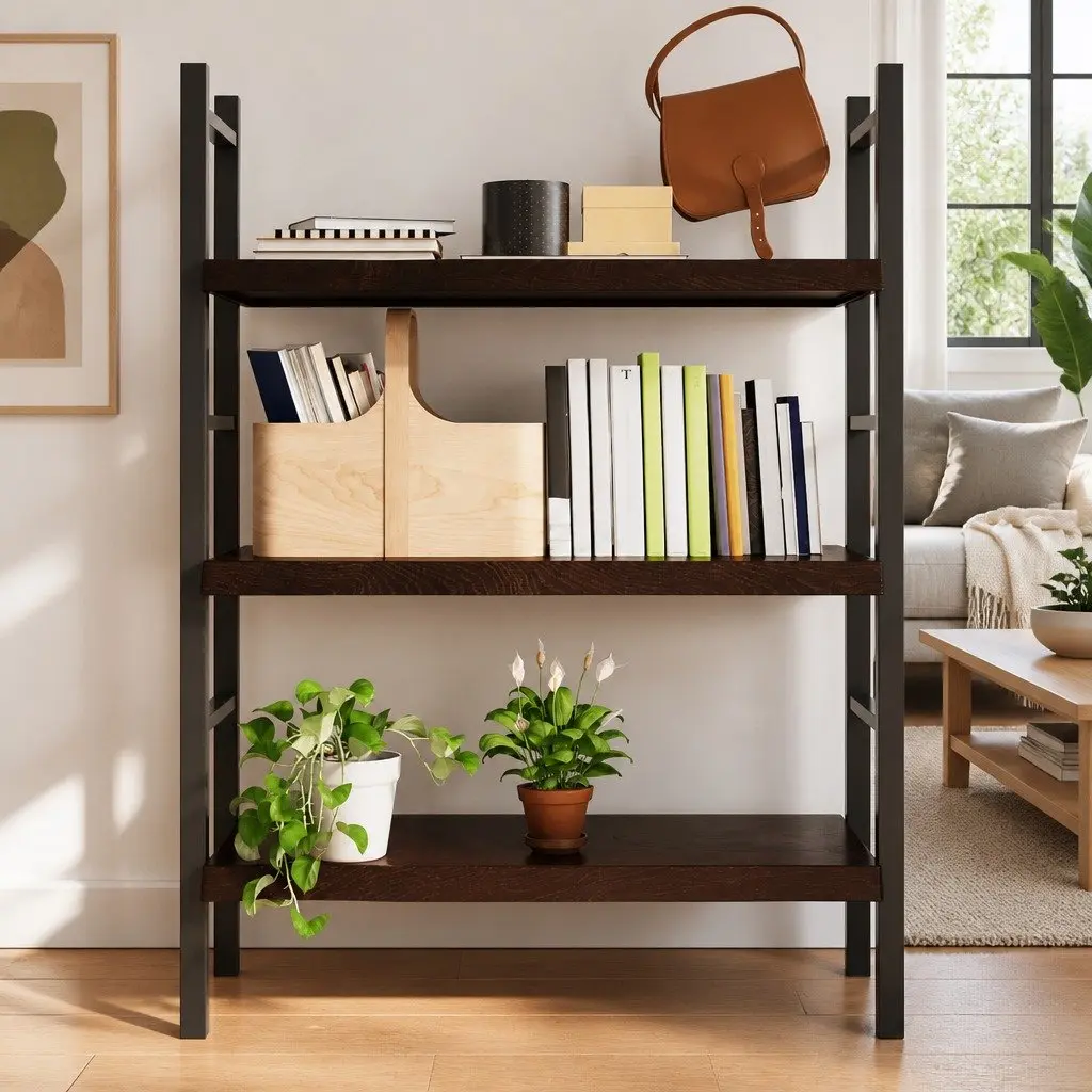 Wall Shelf Dark Brown Solid Oak Wood Treated Live Edge Storage Ledge 100x50cm