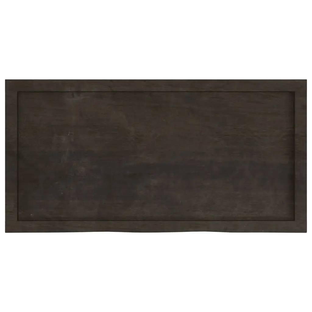 Wall Shelf Dark Brown Solid Oak Wood Treated Live Edge Storage Ledge 100x50cm