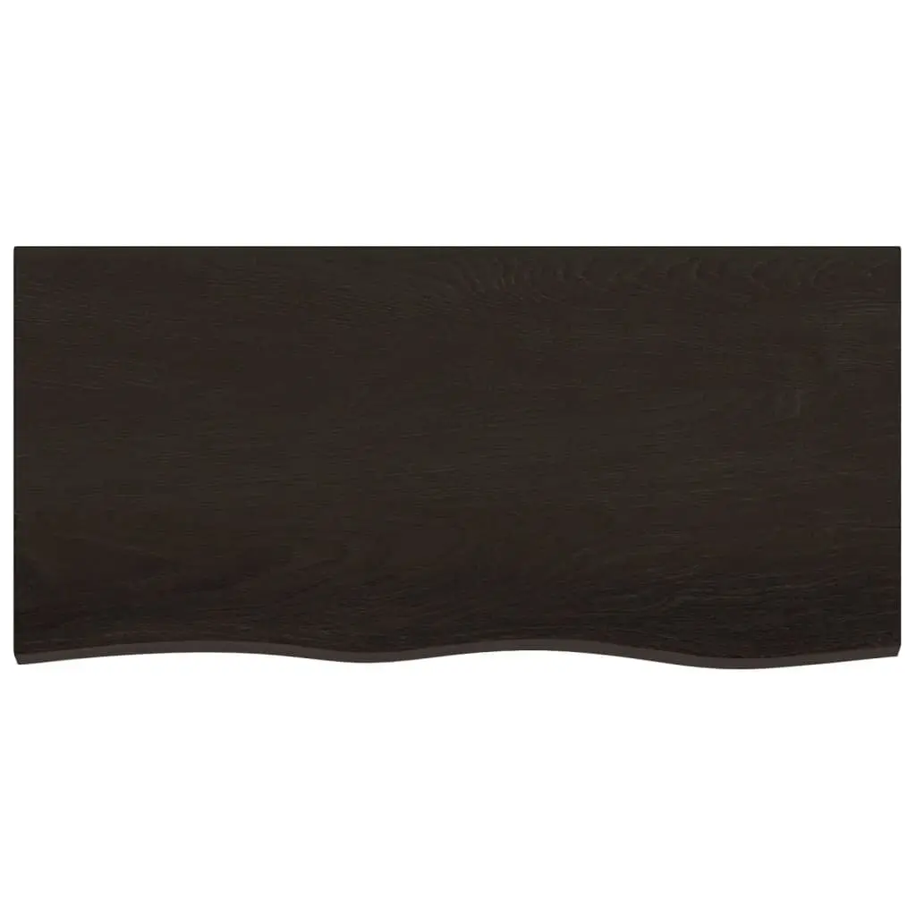 Wall Shelf Dark Brown Solid Oak Wood Treated Live Edge Storage Ledge 100x50cm