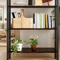 Rustic Wall Shelf in Dark Brown Oak Solid Wood