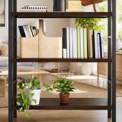Rustic Dark Brown Solid Oak Wall Shelf 100x60cm