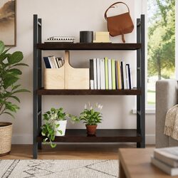 Rustic Live Edge Floating Wall Shelf in Dark Brown Oak