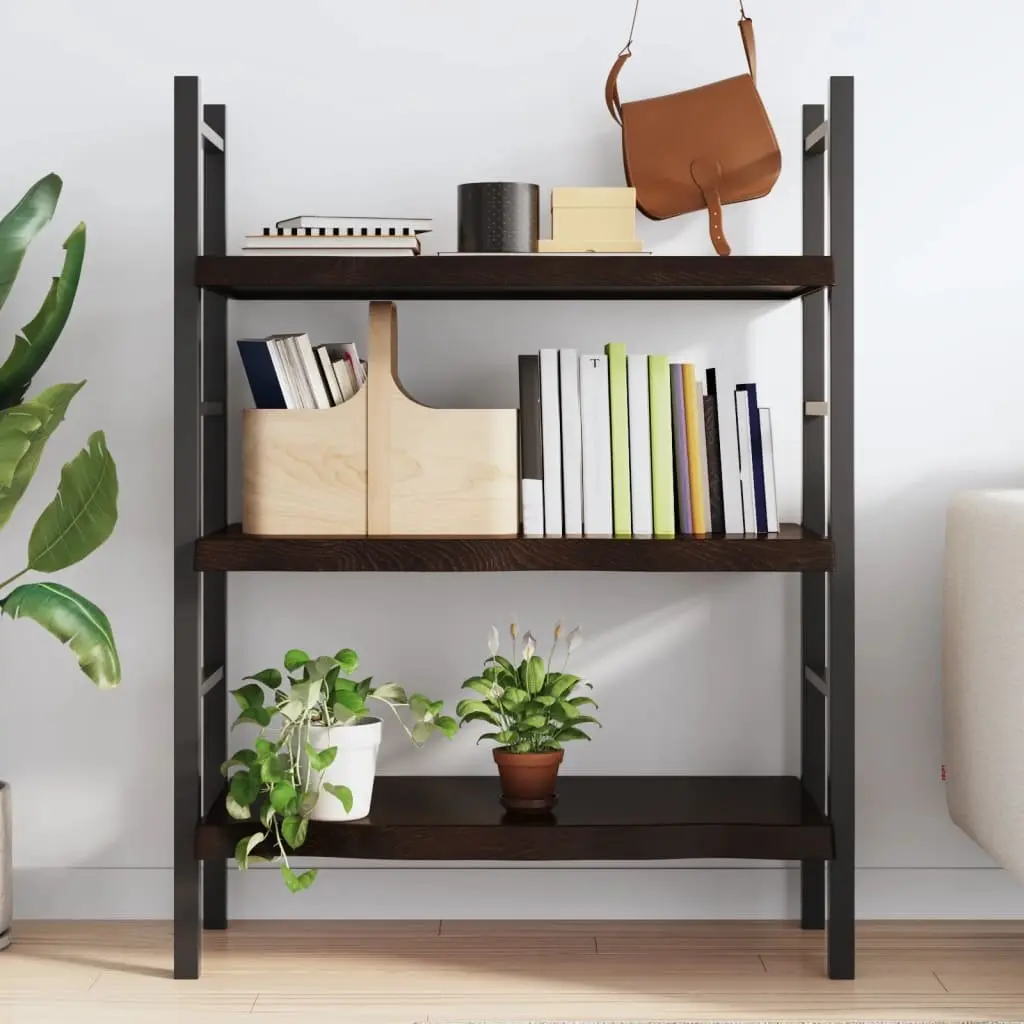 Rustic Live Edge Floating Wall Shelf in Dark Brown Oak