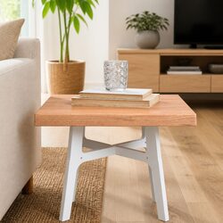 Handcrafted Solid Oak Table Top with Live Edge 40x40cm