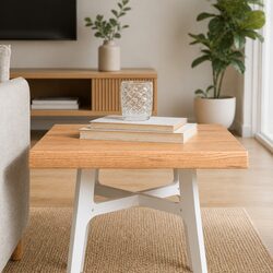 Handcrafted Solid Oak Table Top with Live Edge 40x40cm