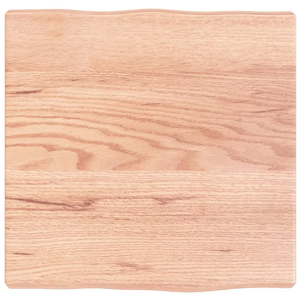 Solid Oak Wood Table Top Light Brown Live Edge 40x40cm Treated