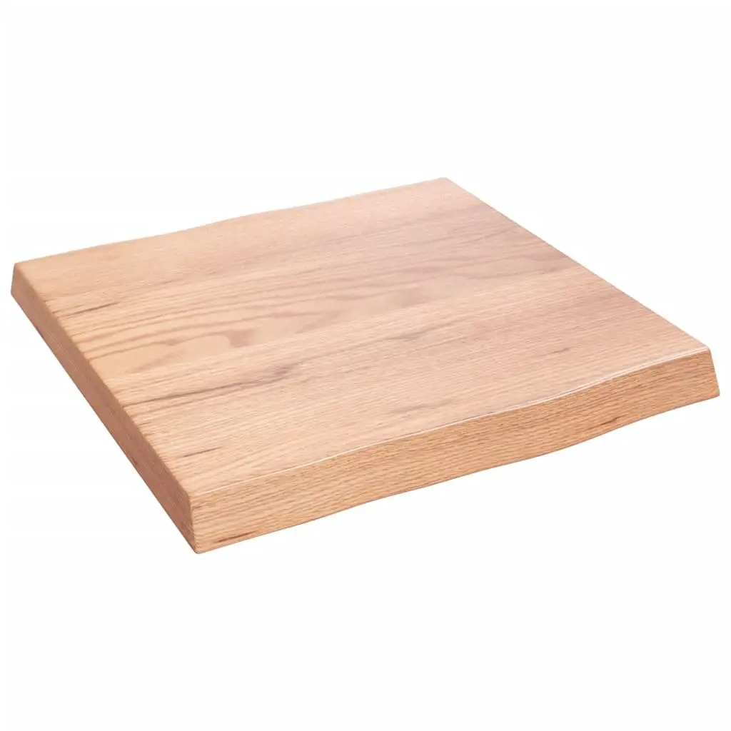 Solid Oak Wood Table Top Light Brown Live Edge 40x40cm Treated