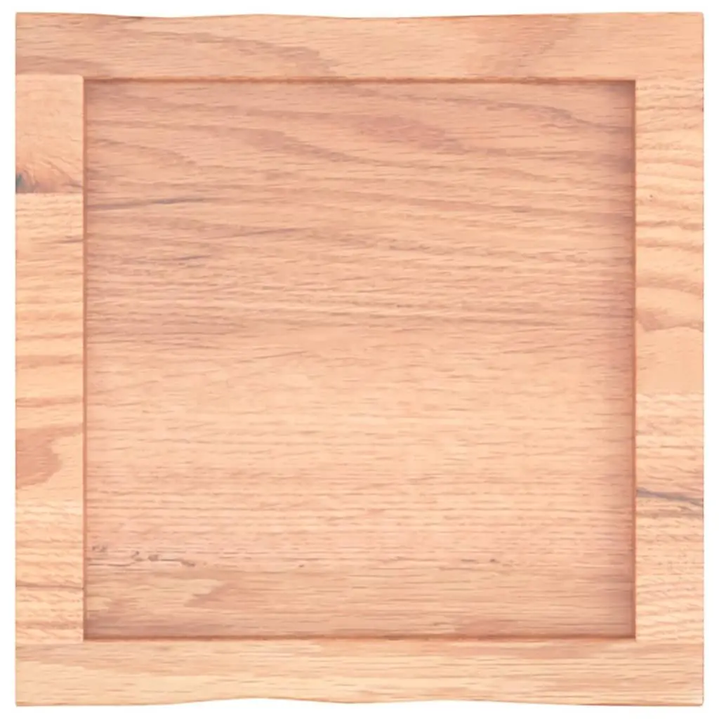Solid Oak Wood Table Top Light Brown Live Edge 40x40cm Treated