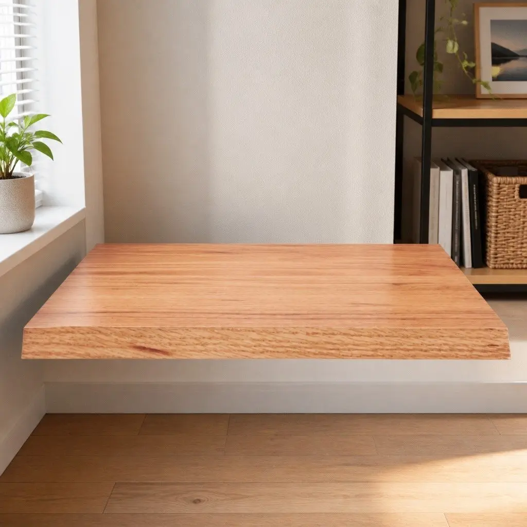Solid Oak Wood Table Top Live Edge Brown 60x50cm Replacement Tabletop
