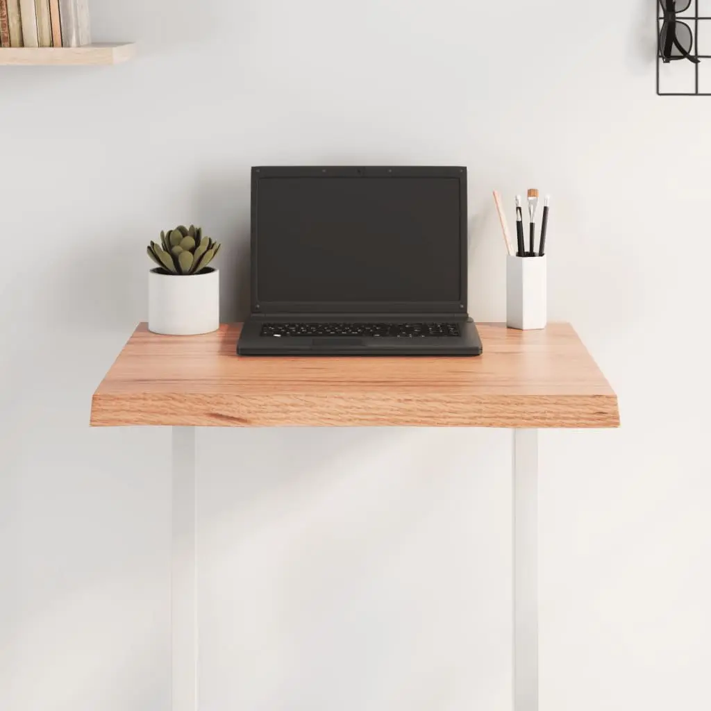 Solid Oak Wood Table Top Live Edge Brown 60x50cm Replacement Tabletop