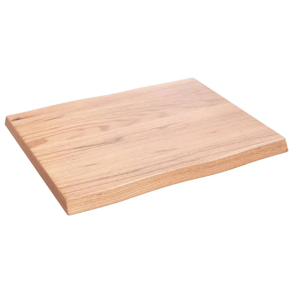 Solid Oak Wood Table Top Live Edge Brown 60x50cm Replacement Tabletop