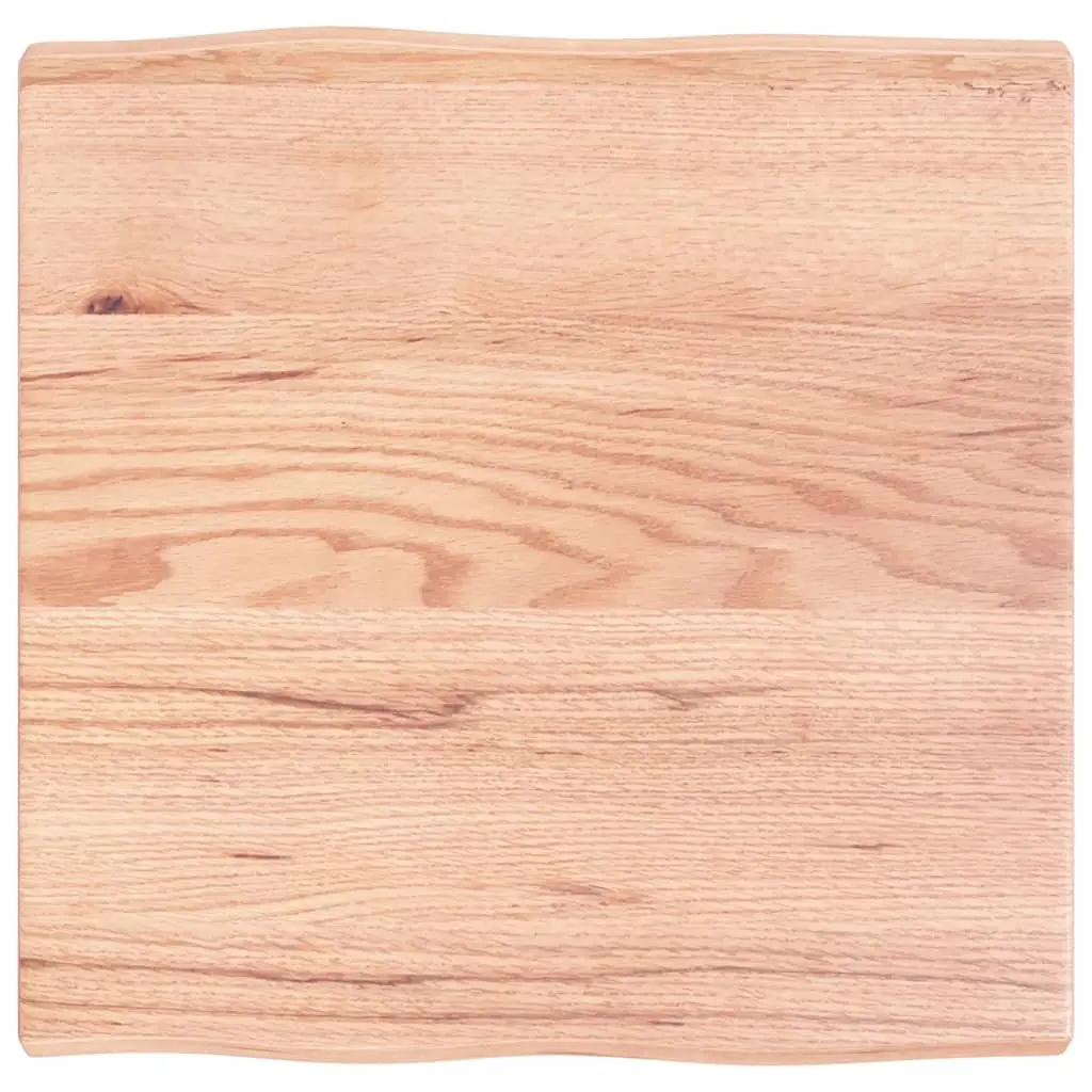 Solid Oak Wood Table Top Live Edge 60x60cm Brown Varnished Handcrafted Tabletop
