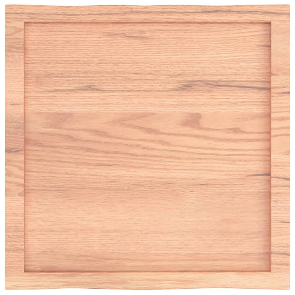 Solid Oak Wood Table Top Live Edge 60x60cm Brown Varnished Handcrafted Tabletop