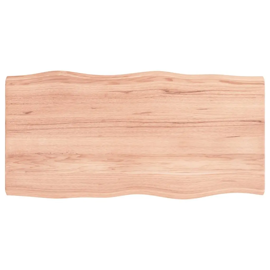 Solid Oak Wood Table Top Light Brown Live Edge 80x40cm