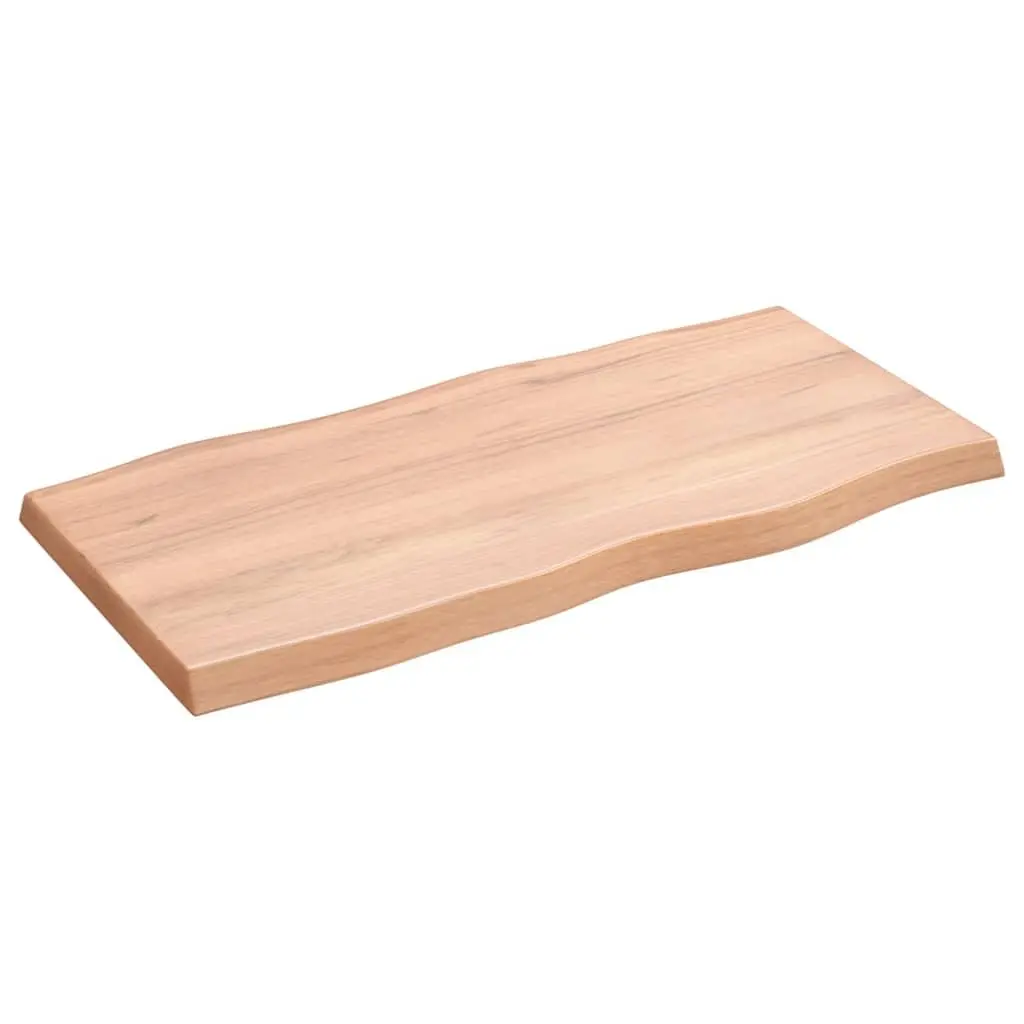 Solid Oak Wood Table Top Light Brown Live Edge 80x40cm