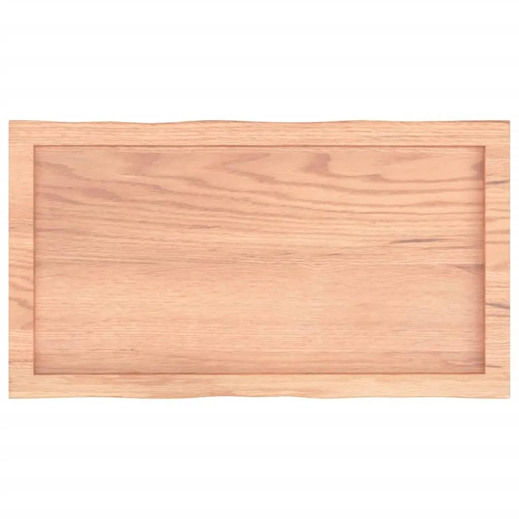 Solid Oak Wood Table Top Light Brown Live Edge 80x40cm
