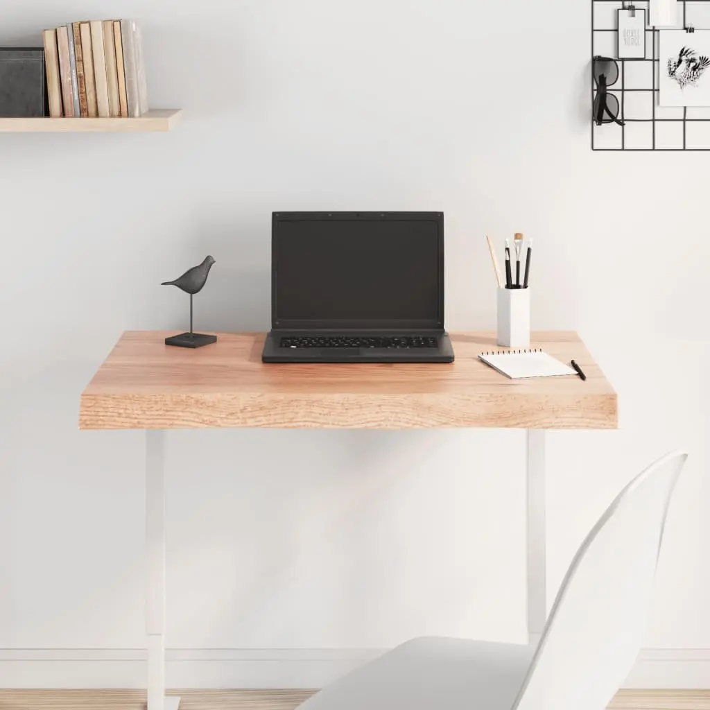 Solid Oak Wood Replacement Board Live Edge Brown Handcrafted 80x40cm Table Top