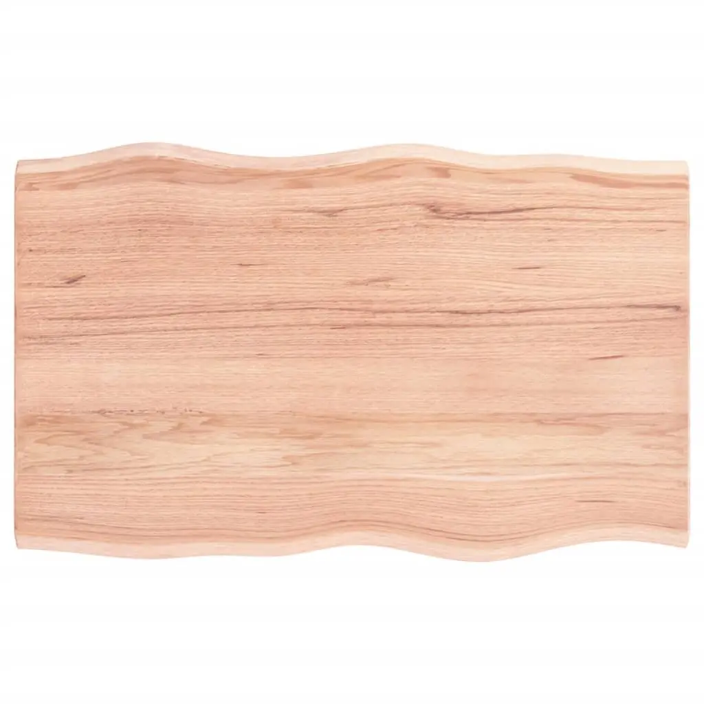 Solid Oak Wood Table Top Live Edge Brown 80x50x2cm Varnished Surface Handcrafted Natural Finish