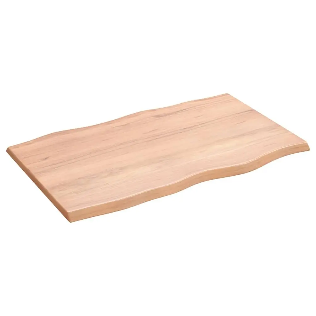 Solid Oak Wood Table Top Live Edge Brown 80x50x2cm Varnished Surface Handcrafted Natural Finish