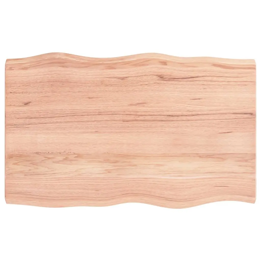 Wooden Tabletop Live Edge Solid Oak Brown 80 x 50 x 2-4 cm Varnished