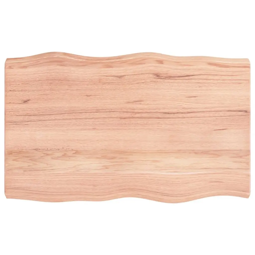 Solid Oak Wood Table Top Live Edge Brown 80x50cm Varnished Wooden Tabletop
