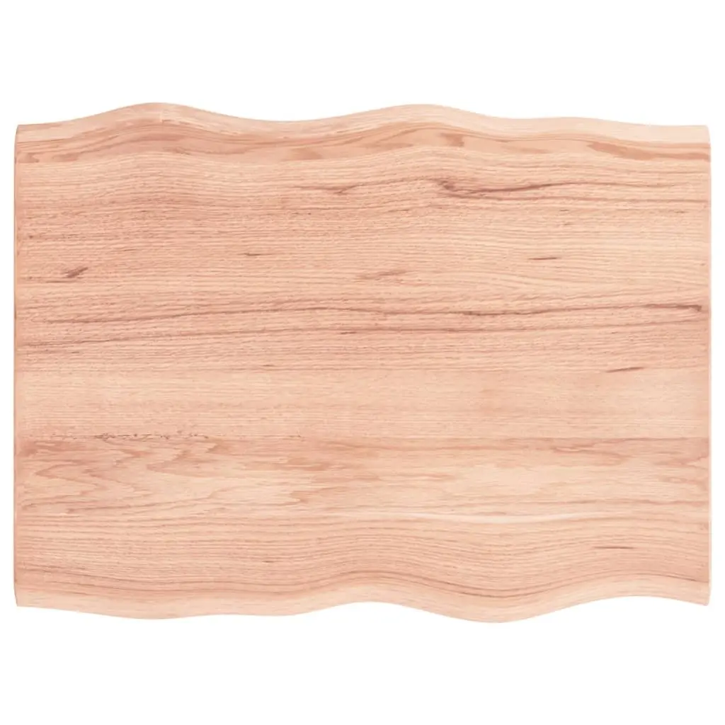 Live Edge Table Top Brown 80x60x2 cm Solid Oak Handcrafted Varnished Wood