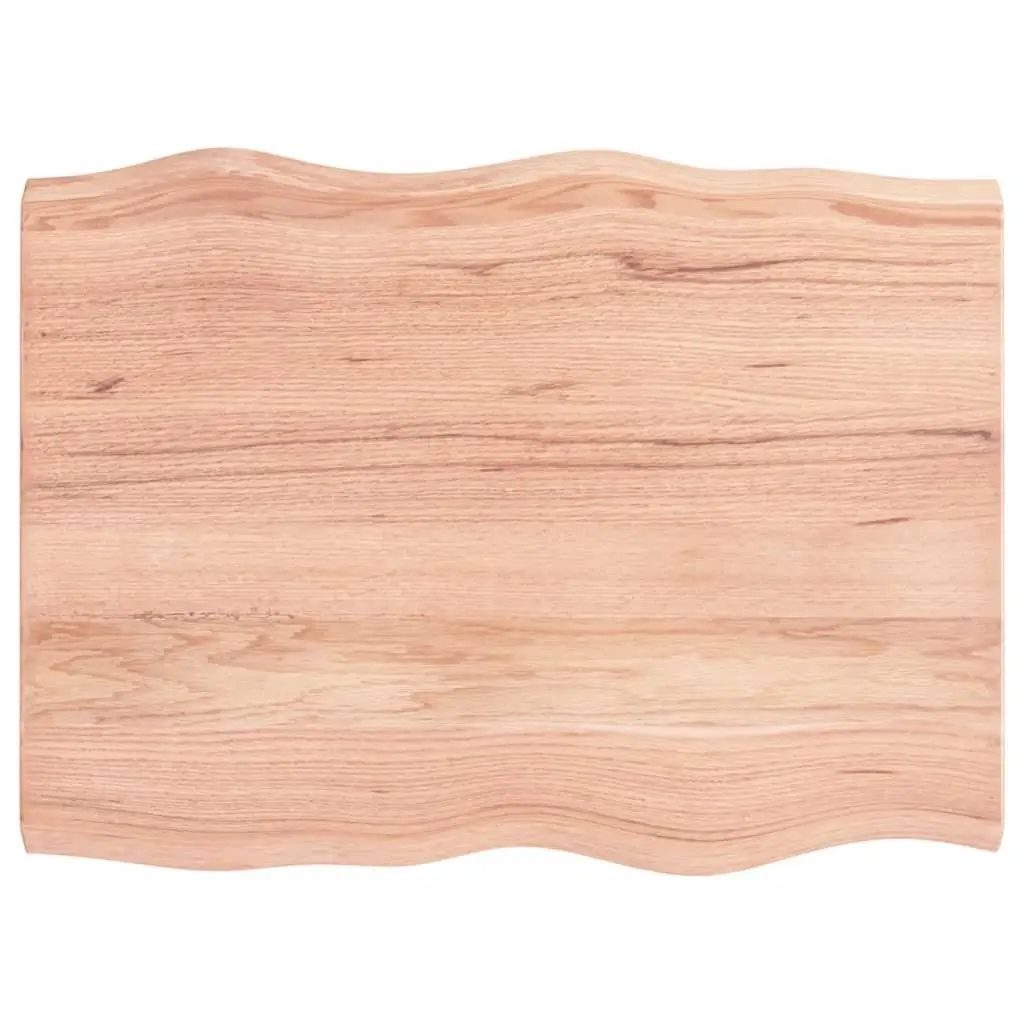 Solid Oak Wood Table Top Live Edge Brown 80x60cm Replacement Surface