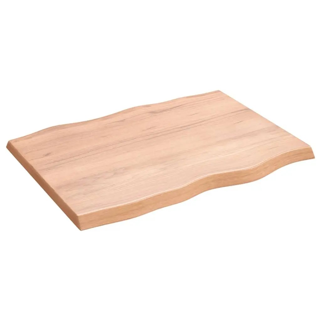 Solid Oak Wood Table Top Live Edge Brown 80x60cm Replacement Surface