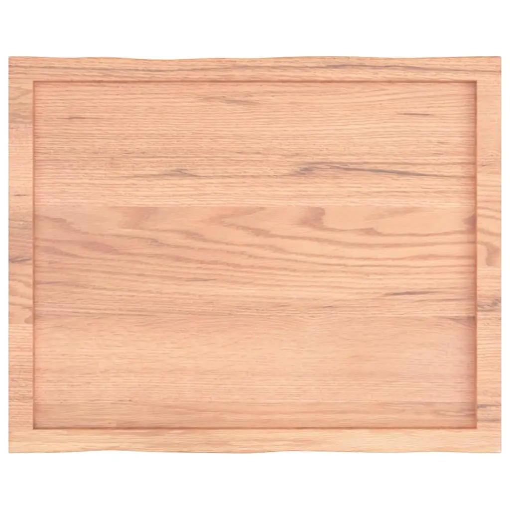 Solid Oak Wood Table Top Live Edge Brown 80x60cm Replacement Surface