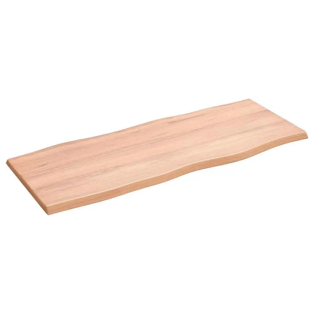 Solid Wood Oak Table Top Live Edge Brown 100x40cm Varnished