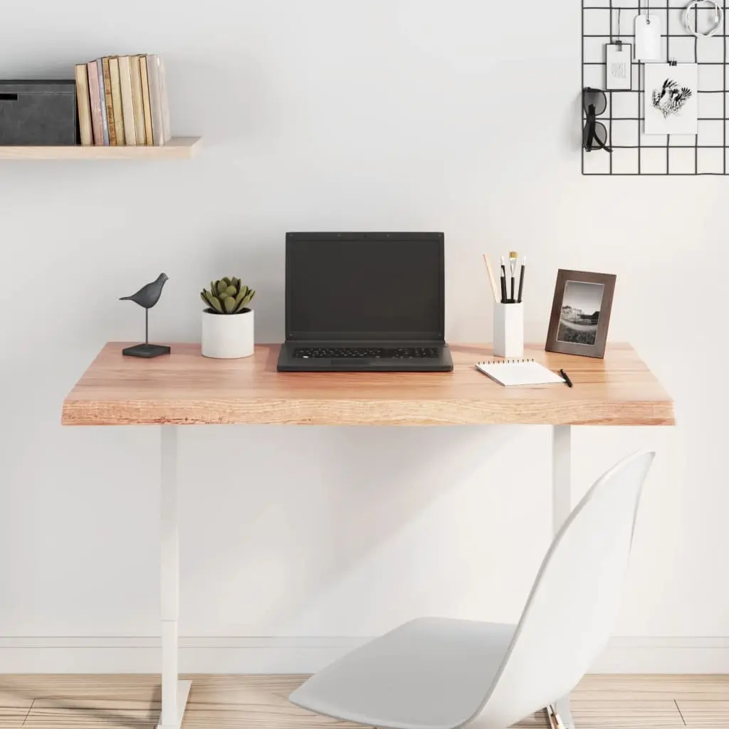 Solid Oak Wood Table Top Live Edge Brown 100x40cm Replacement Dining Desk