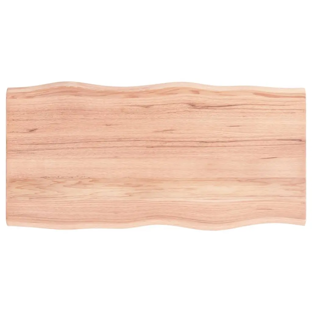 Solid Oak Wood Replacement Table Top Brown Varnished Live Edge 100x50cm