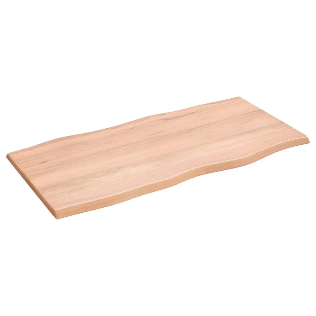Solid Oak Wood Replacement Table Top Brown Varnished Live Edge 100x50cm