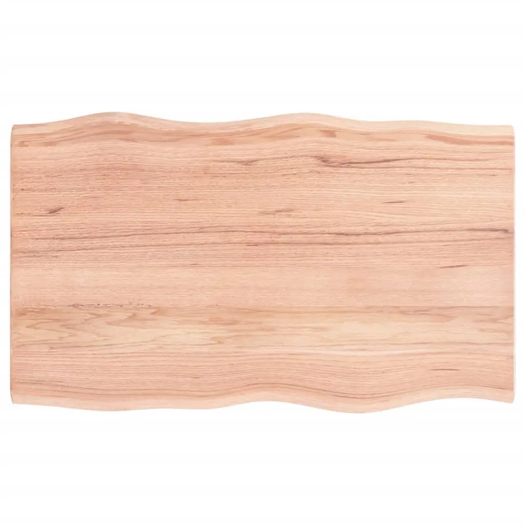 Table Top Live Edge Light Brown Solid Oak Wood 100x60x2 cm