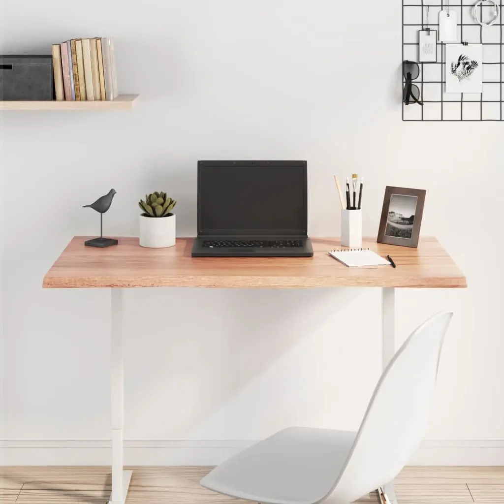 Table Top Live Edge Light Brown Solid Oak Wood 100x60x2 cm